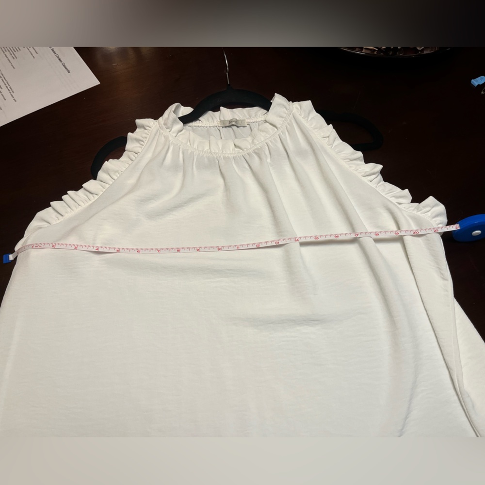 White Ruffle Flowy Sleeveless Top - Picture 3 of 4